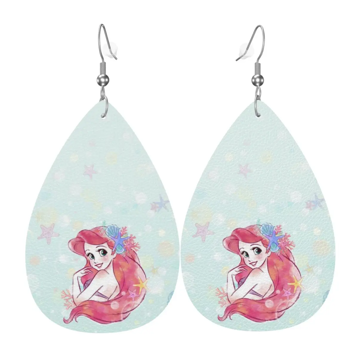 

Кожаные серьги с изображением Русалочки для женщин, серьги-подвески в стиле принцессы Ариэль, ювелирные аксессуары