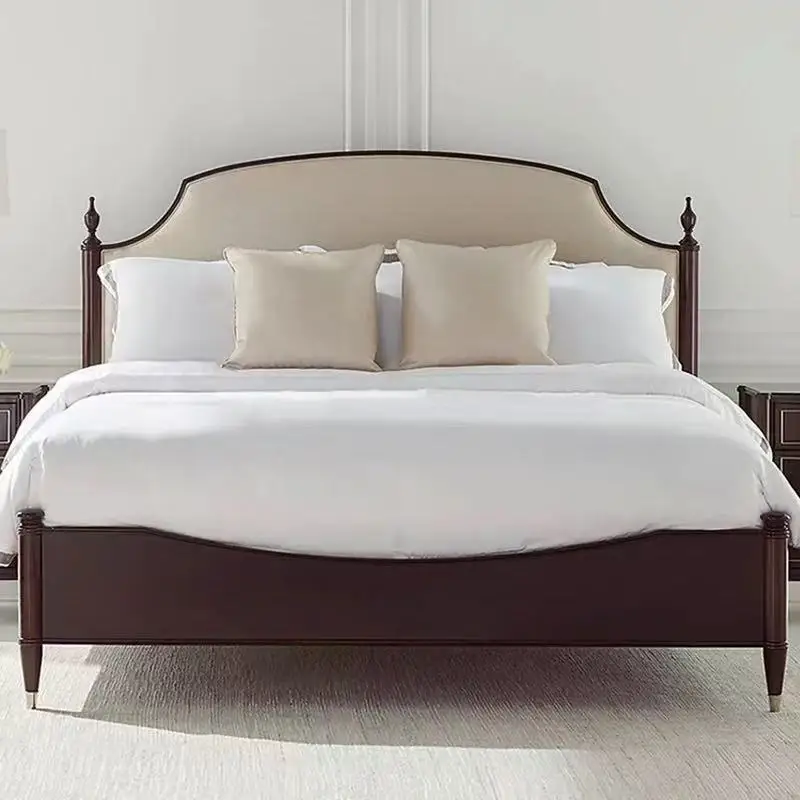 Double bed French, American solid wood fabric soft bag bed 1.8 meters