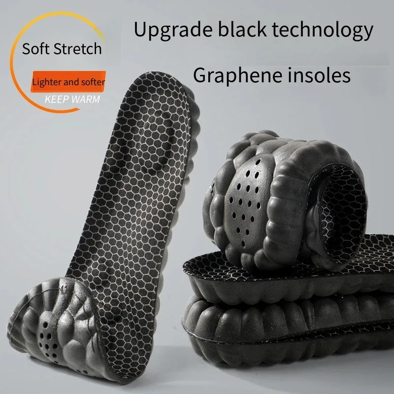 Grapheneanti-bacterial and anti-odour insolesHighly elastic shock-absorbing sports insolesSoft soleRelieving leg fatigue insoles