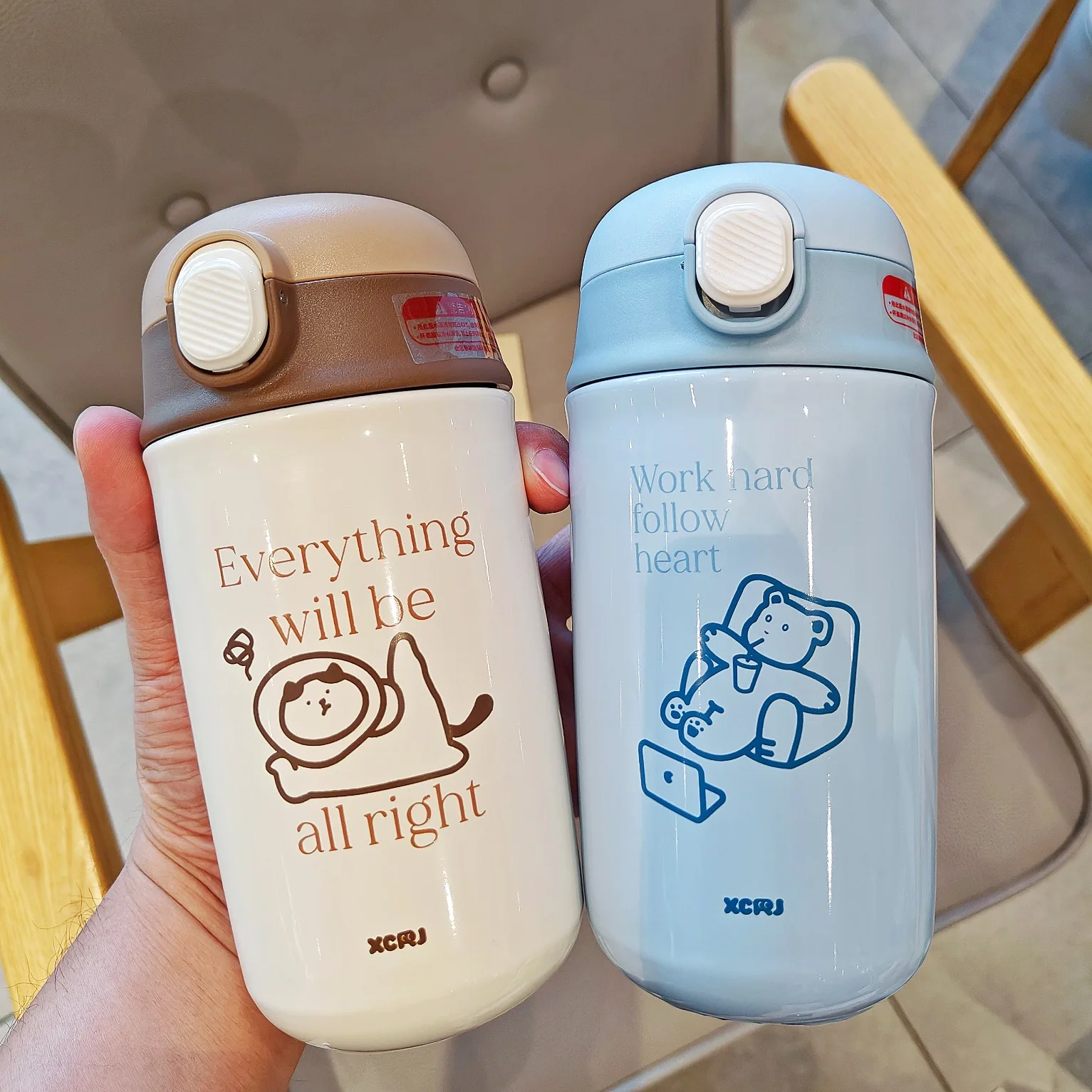 480ML Creative 316 Stainless Steel Thermos Water Bottle for Girls School Vacuum Insulated EDC Portable Drink Coffee Mug Cups