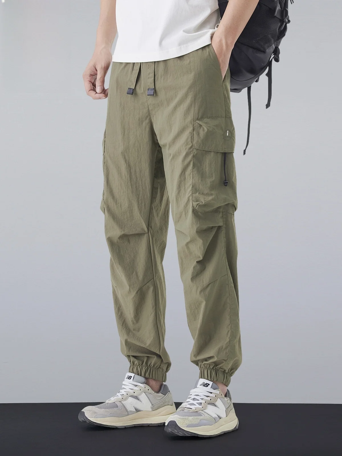 

Men's Summer Casual Pants Ice Silk Qui Dry Paratrooper Sle American Workwear Loose Fit Long Trousers Youthful