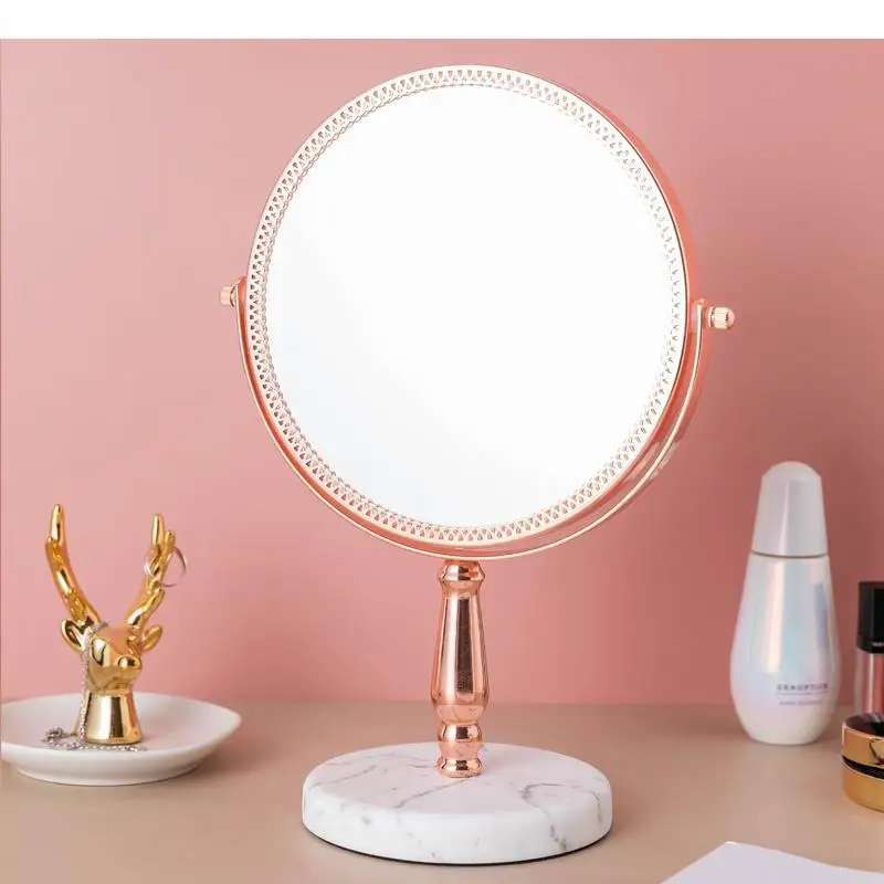 Resin Metal Makeup Mirror Double-sided Decorative Mirrors Home Decoration Accessories 360 Degree Rotation Vanity