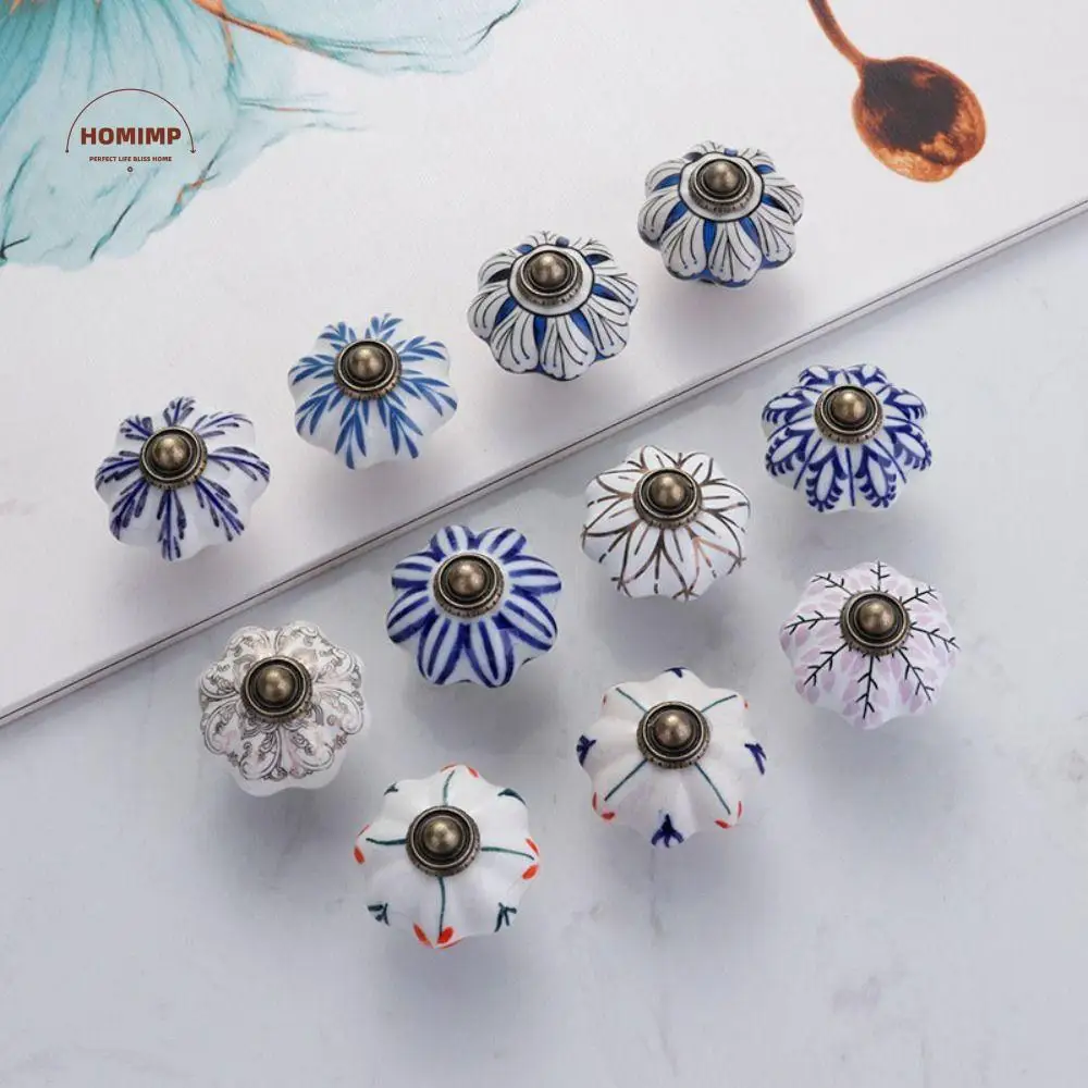 

Ceramics and Alloys Pumpkin Handle Multiple Colors Creative Vintage Door Handle Fashion Single Hole Furniture Knob Furniture