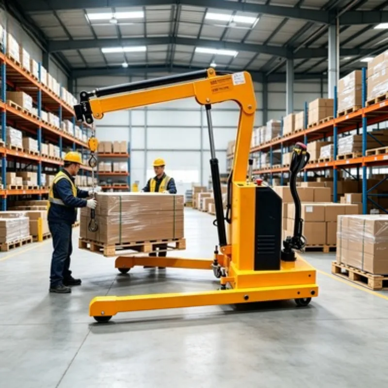 1 Ton Electric Hydraulic Mini Floor Crane with 360° Rotation & Foldable Boom – Portable Lifting Equipment for Boat Repair