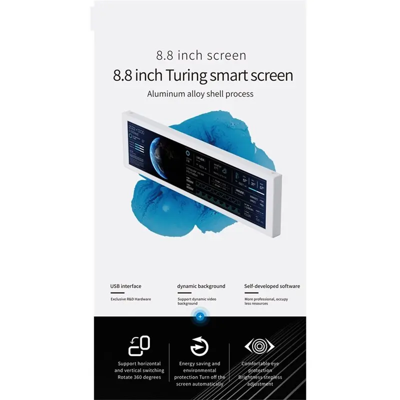 A29F-8.8 Inch IPS Type C Secondary Screen USB-C Interface Computer Monitoring CPU GPU RAM Dislpay Smart Screen