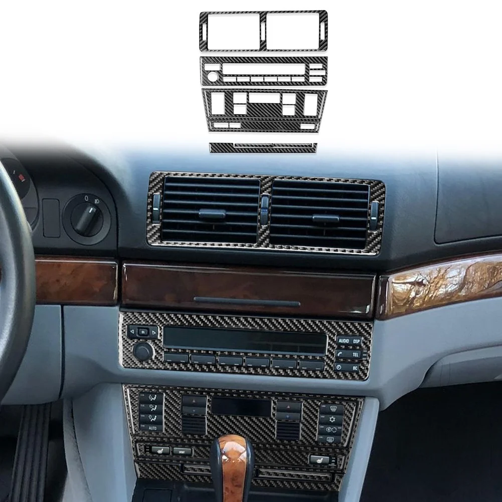 Black Carbon Fiber Style Center Console Sticker Kit For BMW 5 Series M5 1998 2003 Interior Trim Cover Panel Decoration Soft