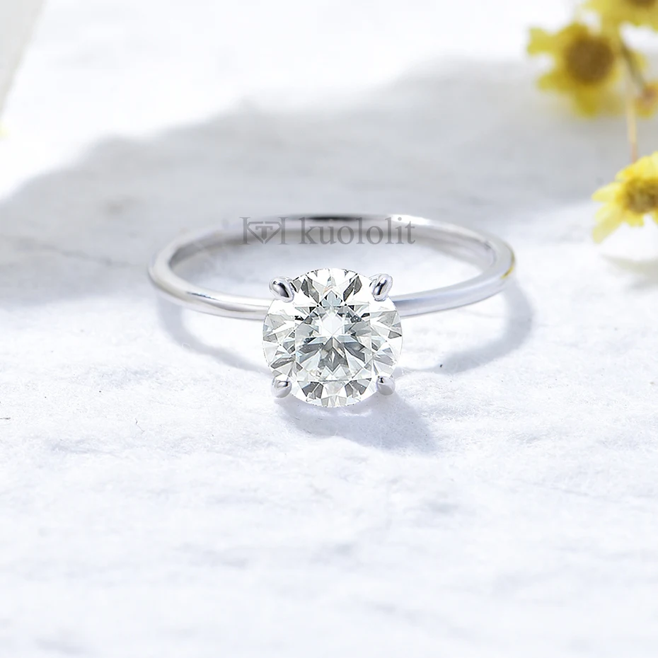 1CT‑2CT Round Cut 8.0mm D Color VVS1 Moissanite Solitaire Engagement Wedding Ring for Women, 10K/14K Solid White Gold Pass Diamond Tester Luxury Bridal Fine Jewelry Anniversary Gift view 4