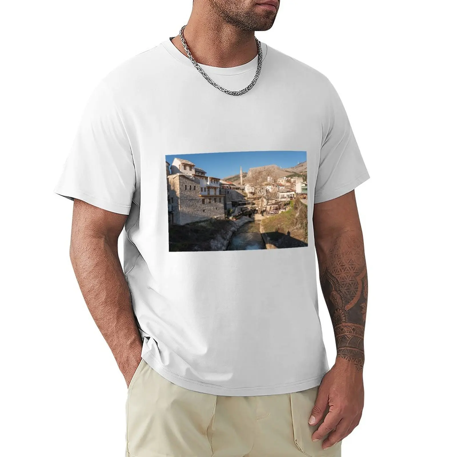 City of Mostar, Bosnia & Herzegovina T-Shirt anime clothes quick drying customizeds t shirts men