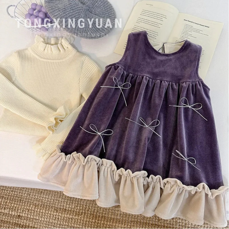 

Girls' Autumn and Winter New Velvet Elegant High-end Birthday Dress Princess Gown