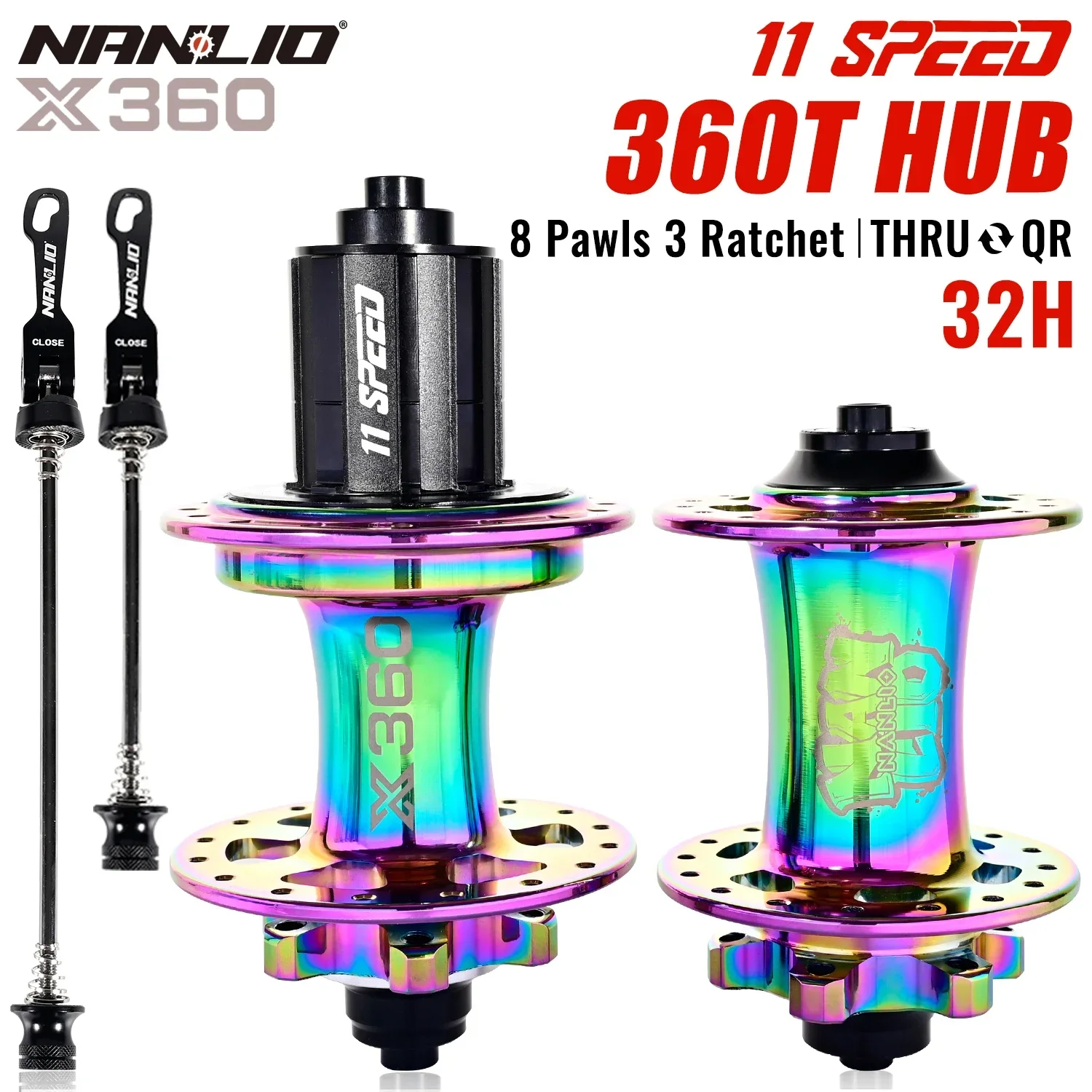 NanLio X360 Bicycle Hubs Noise Hub with 8 Pawls 3 Teeth 360 Rings