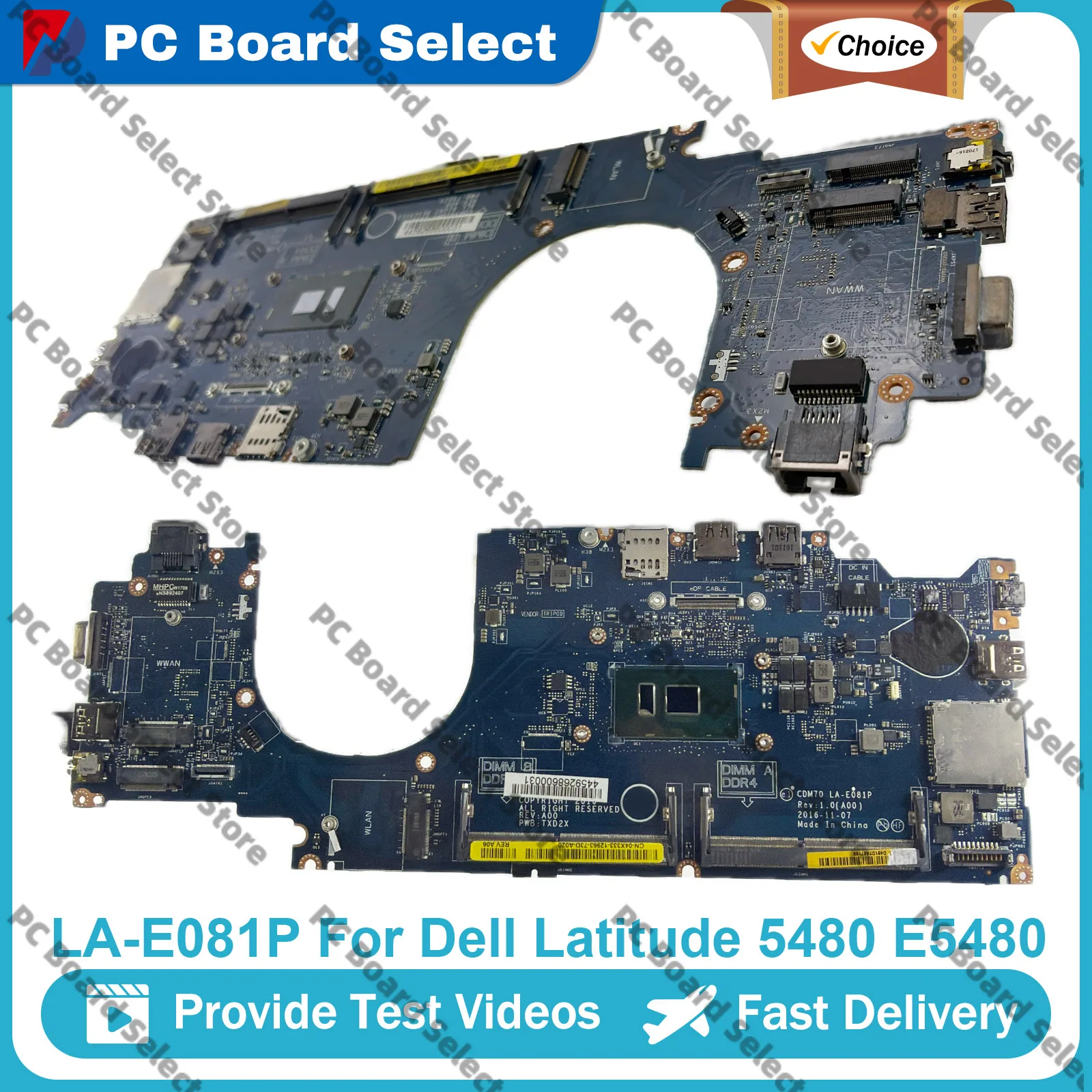 

LA-E081P Laptop Motherboard For Dell Latitude 5480 E5480 With i3 i5 i7 CPU 04X333 0MFNP8 0W86DC 0HXXM1 Tested OK