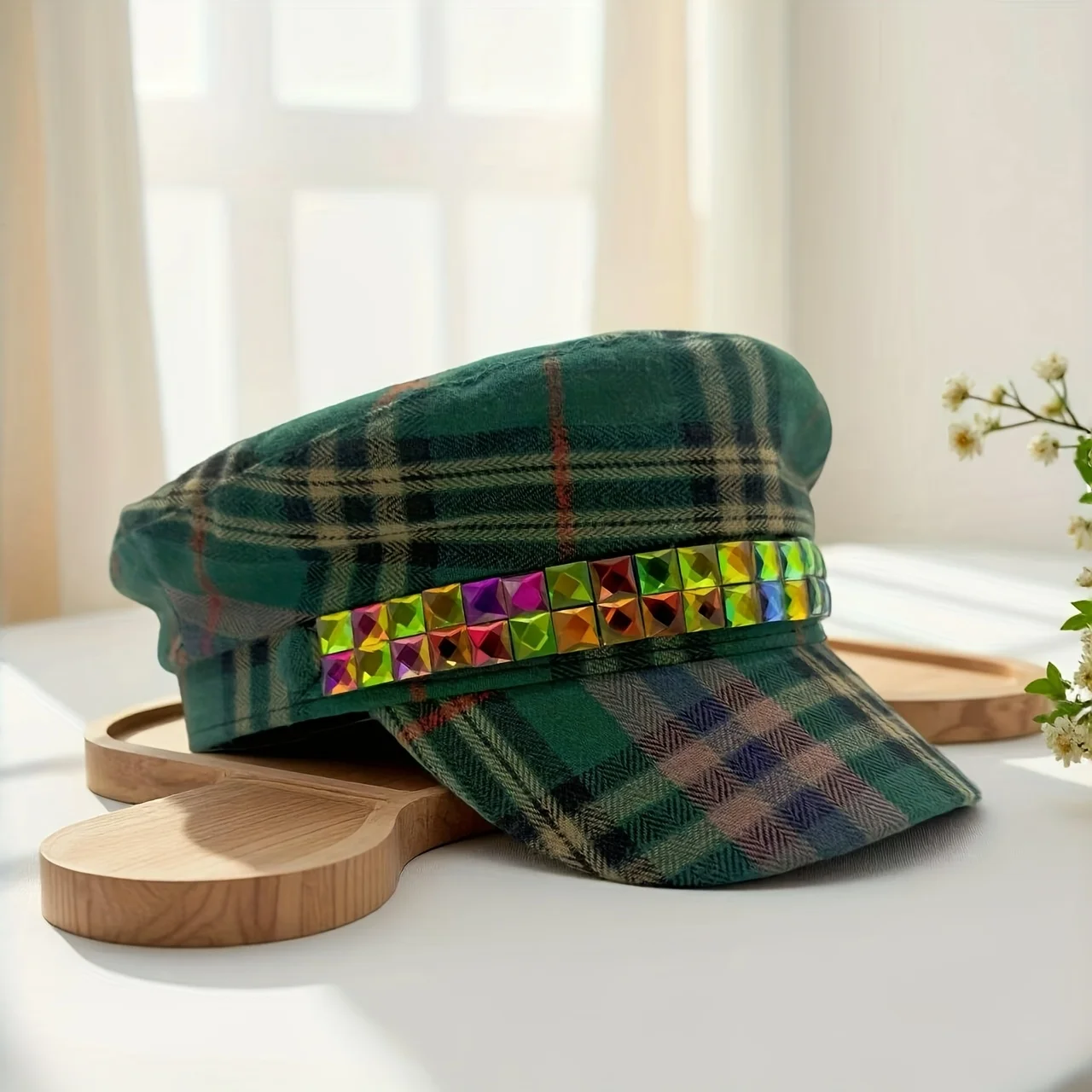 HongLuan zoet geruit patroon baret en krantenjongenspet vrouw, cosplay vrouwelijke accessoires