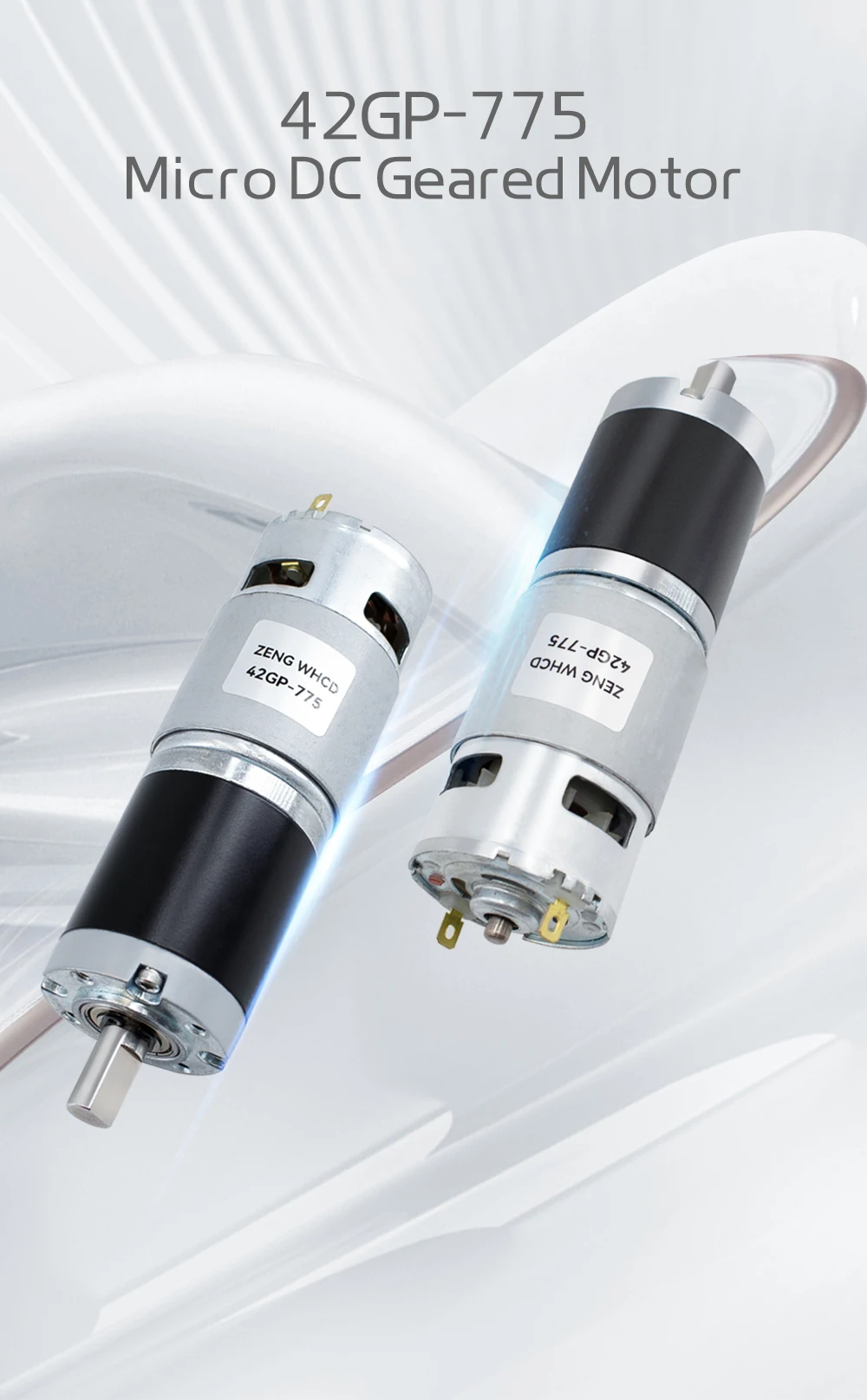 Hochdrehmoment 12V/24V Planetengetriebemotor 42GP-775 Kann Vorwärts und Rückwärts Drehen 8RPM~1600RPM, Wellendurchmesser 10MM – Detail 7