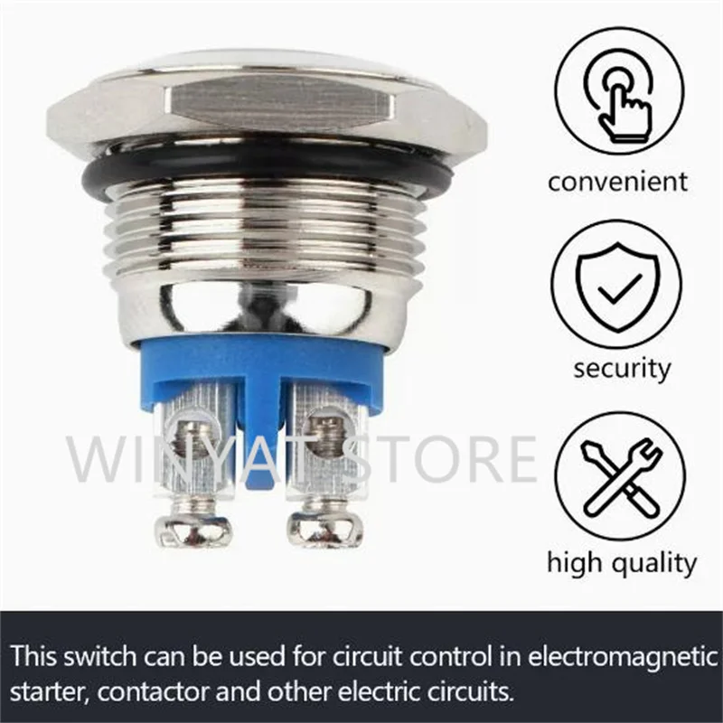 1pcs/lot  Push Button Switch Self Return 16MM Spherical Metal Switches Flat  Round  High Momentary Self-reset