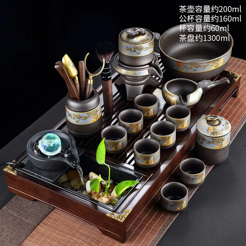 Purple Sand Tea Set Household Light Luxury High-End Lazy Automatic Tea Making Fantastic Product Kung Fu Tea Cup Teapot