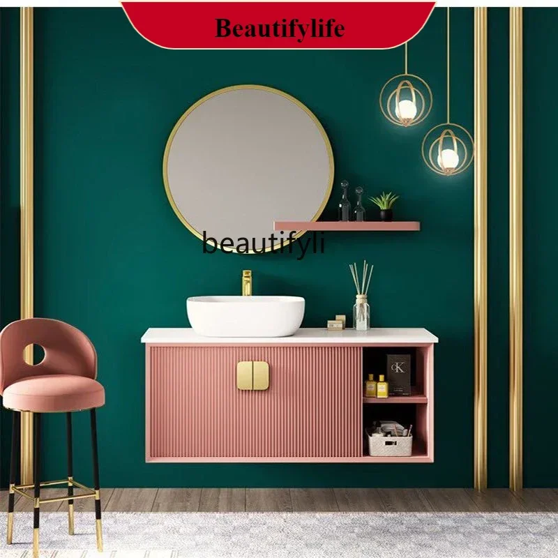 

F185 A17 y Bathroom Cabinet Combination Light Luxury Wash up Sink Bathroom Cabinet Table Basin Washbasin Mirror Cabinet