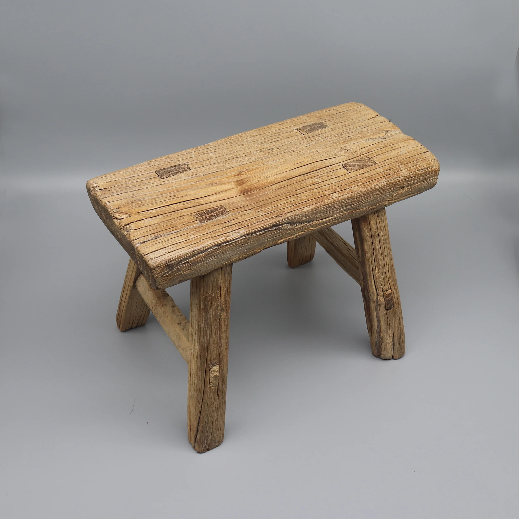 Old Sturdy Kitchen Stool, Mini Bench, Small Side Table