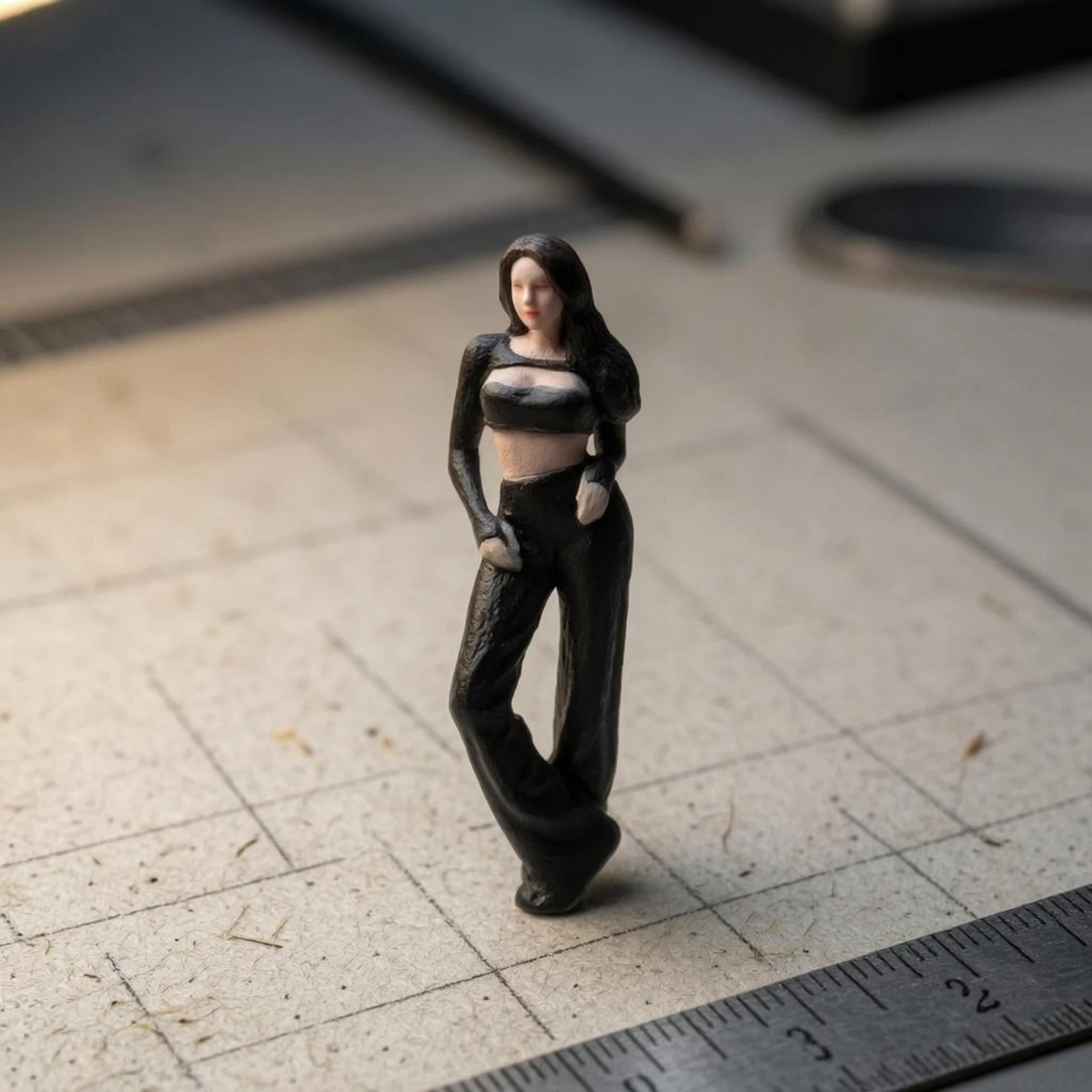 Standing Female Figurine Flared Pants 3D Printed Figurine Resin Miniature Figure Detailed Resin Figure Photography Prop