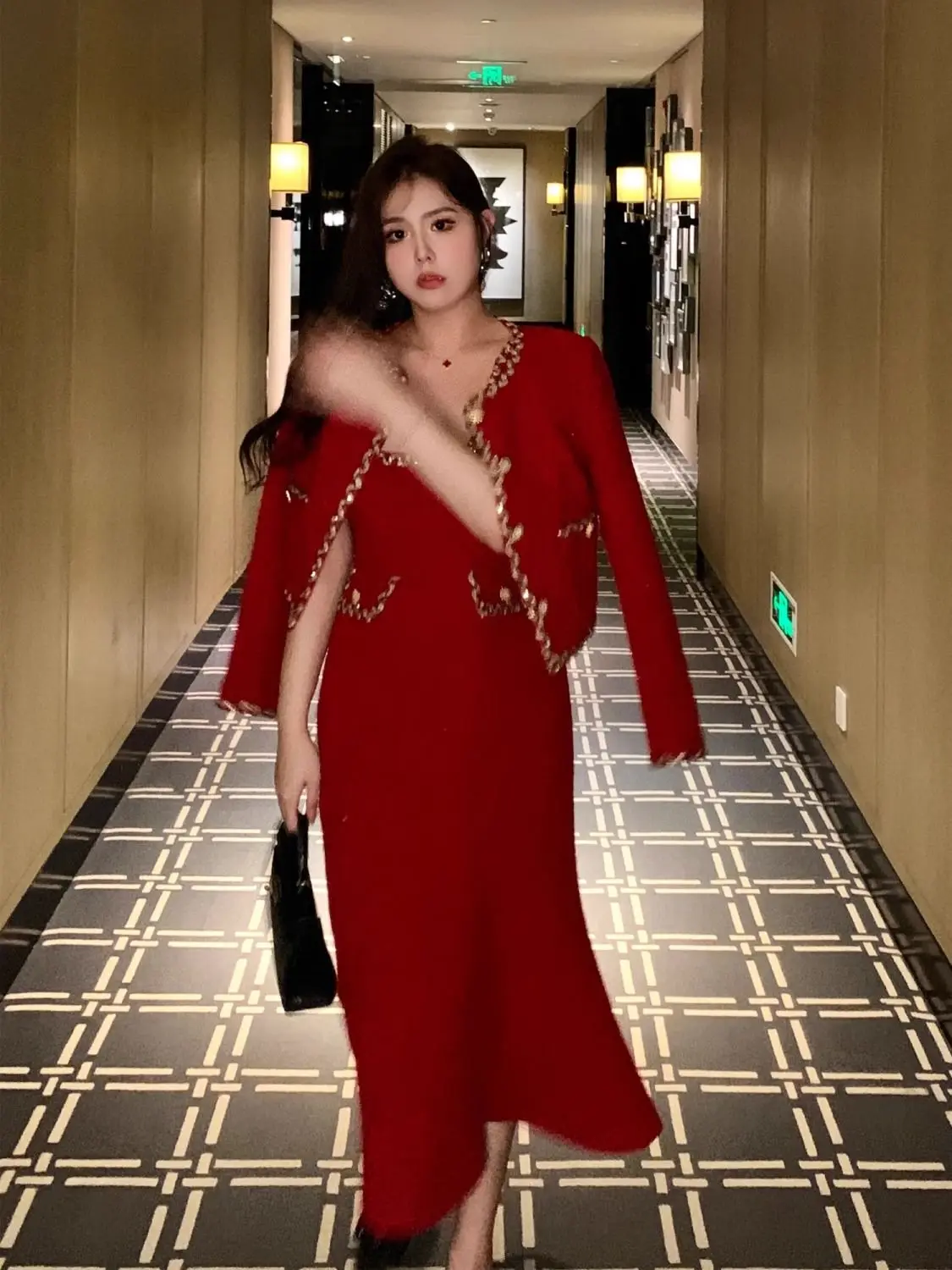 

Женский комплект MB больших размеров, винтажная верхняя одежда, женский комплект из двух предметов с ремешком Dr, корейский комплект с высокой талией