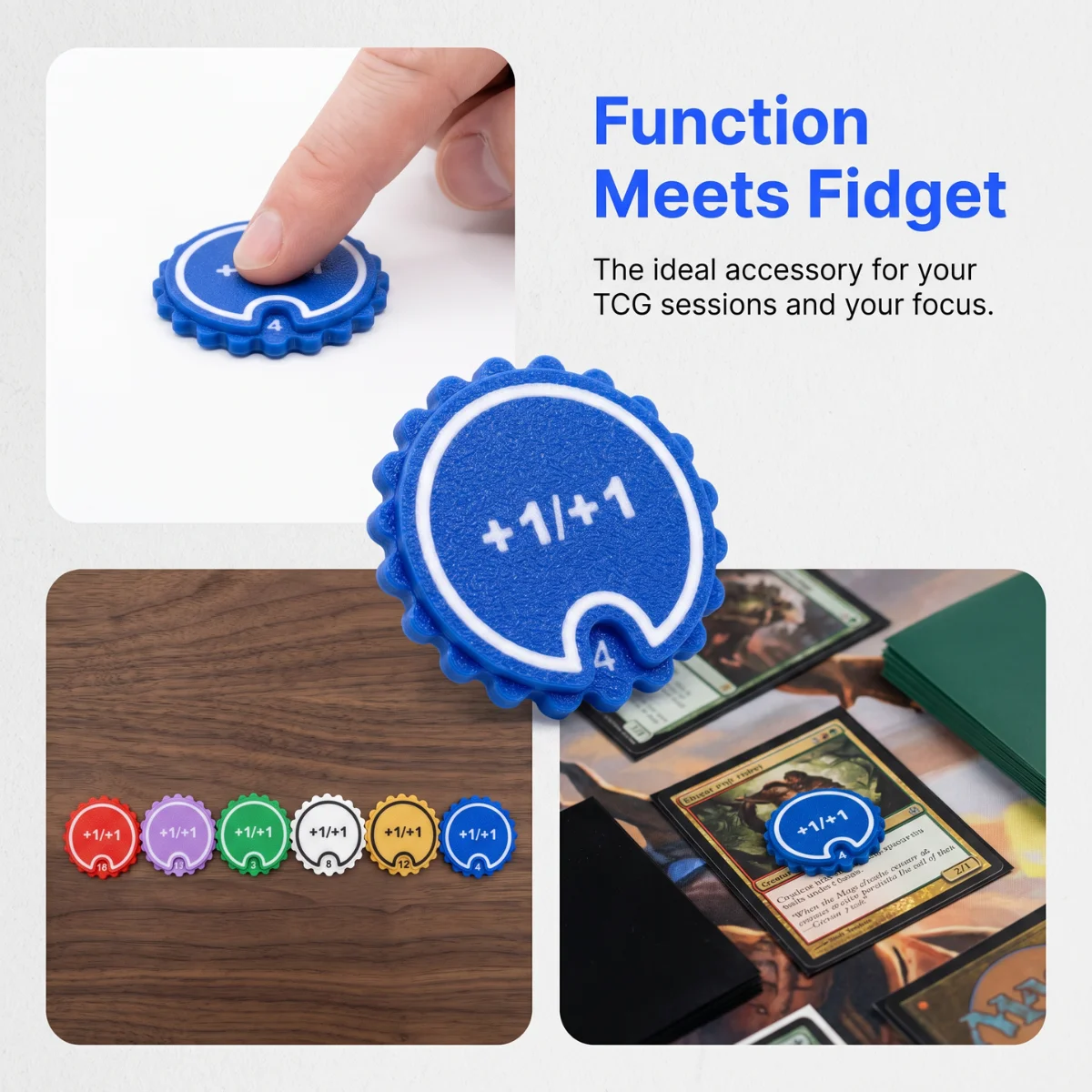 1 Pack 5.6cm 3D Printed Eco-Friendly PLA +1/+1 TCG Token Fidget Toy, Card Game Counter，Fidget Toy And Game Accessory