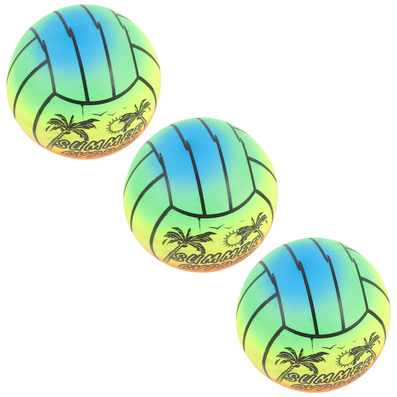 

3 Pcs Rainbow Elastic Balls Bright Colors Kids Sport Toys Inflatable Beach Ball Outdoor Activities Plastic Volleyball Eco