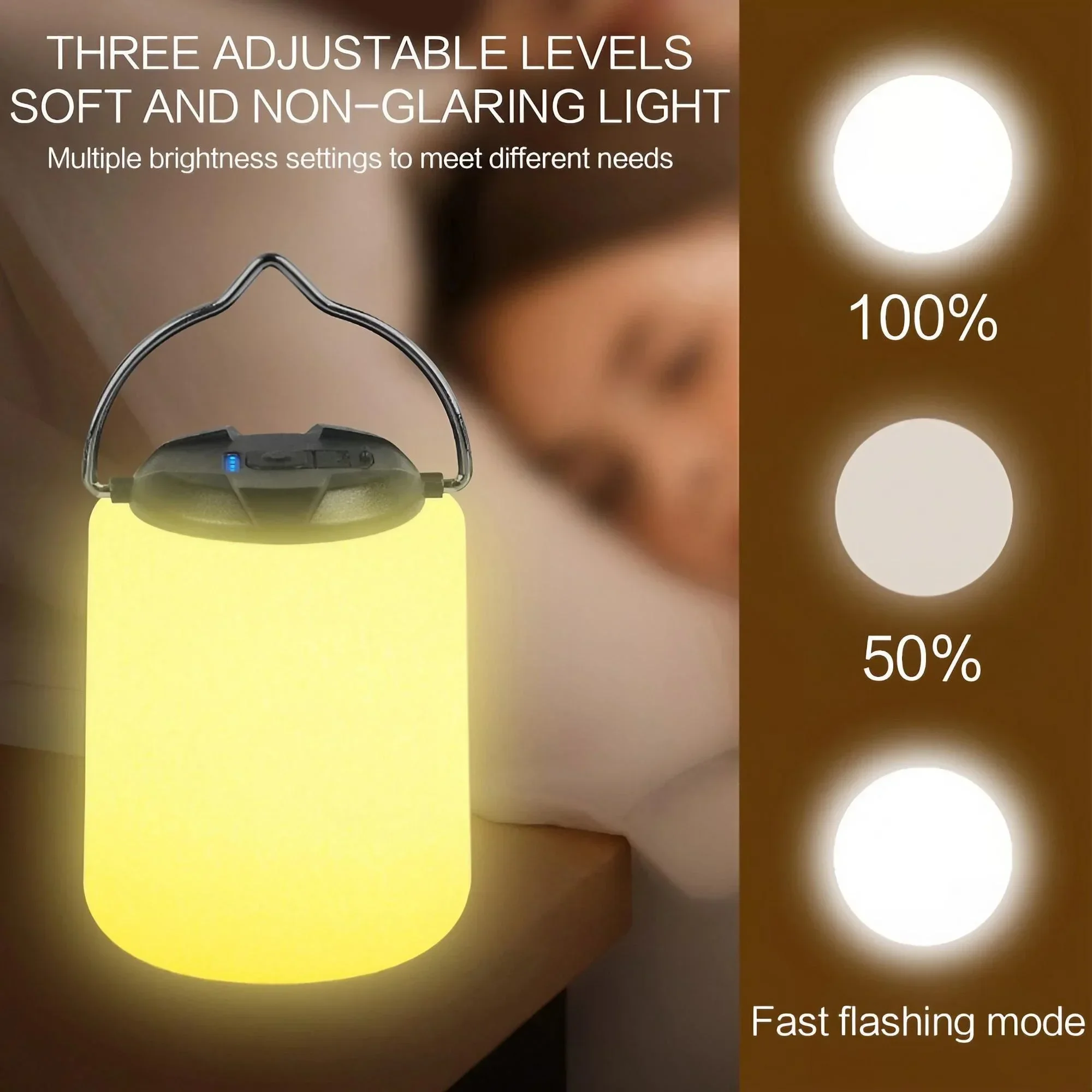 

3 Speed Brightness Adjustment USB Rechargeable Outdoor LED Camping Light Super Bright Emergency Canopy Lighting Camping Gear