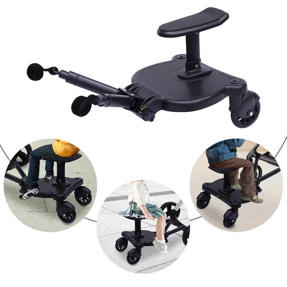 

Universal Stroller Step Board - 2-in-1 Sit & Stand Ride-On Attachment for Twins, Adapts to Most Baby Prams & Strollers