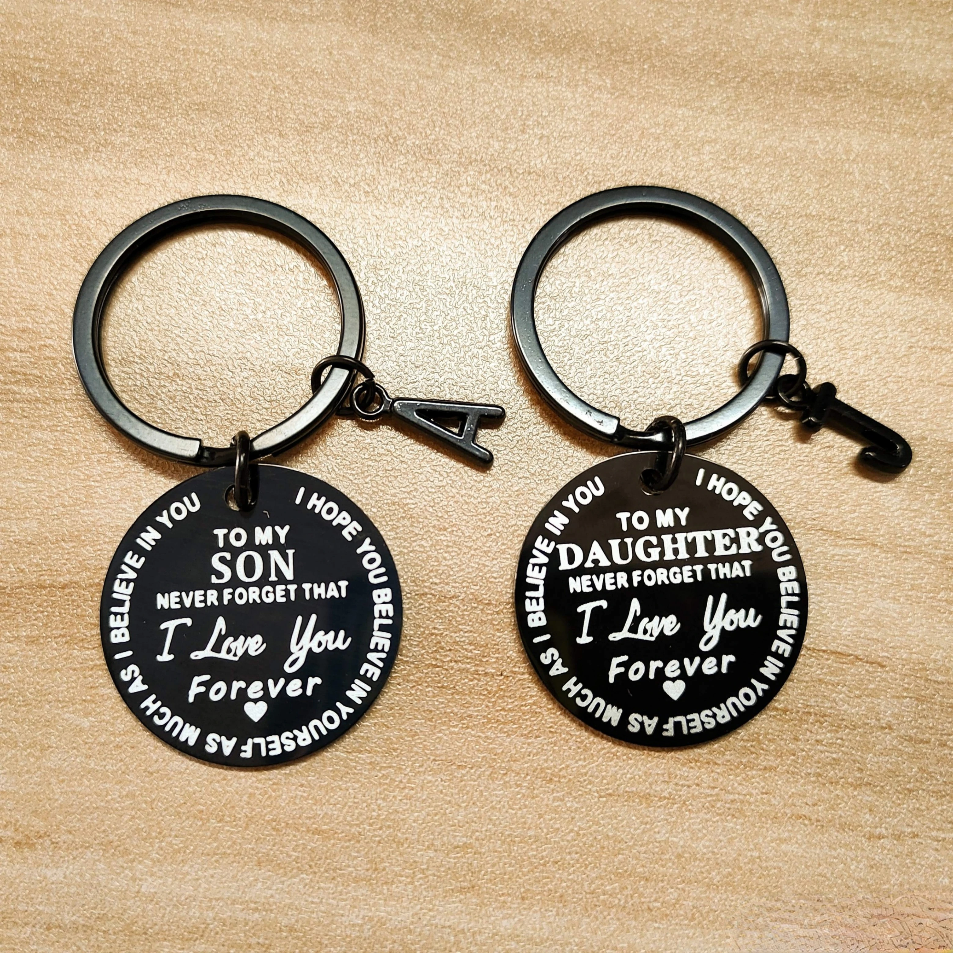 To My Son Daughter Inspirational Gift Keychain From Dad Mom Never Forget That I Love You Forever Key Ring