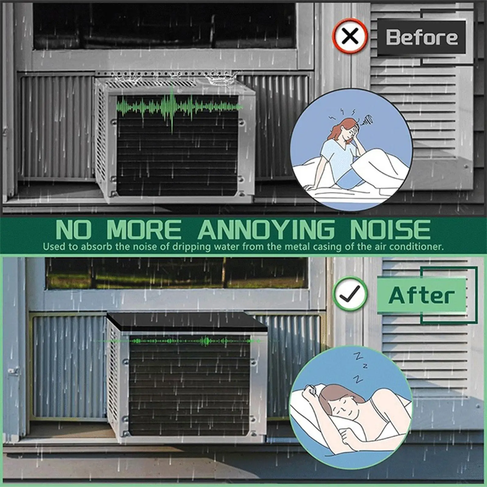Noise Reducing Window Unit Drip Cushion Air Conditioner Top Pad 12 X 17 Inch Rainproof Foam for Office