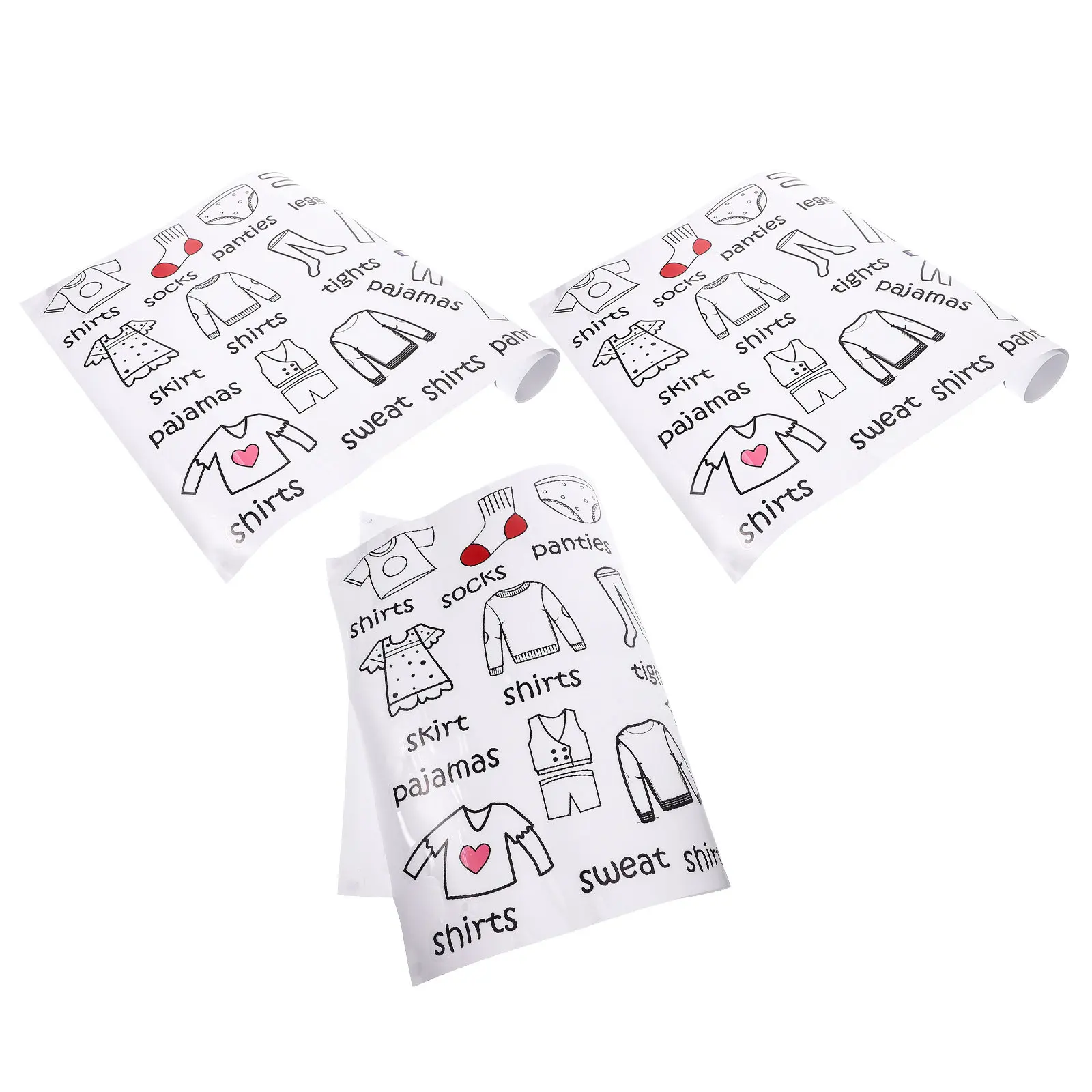 

3 Sheets Dresser Sorting Clothing Stickers - Kids Wardrobe Drawer Labels for Clothes Classification - Removable Self-Adhesive