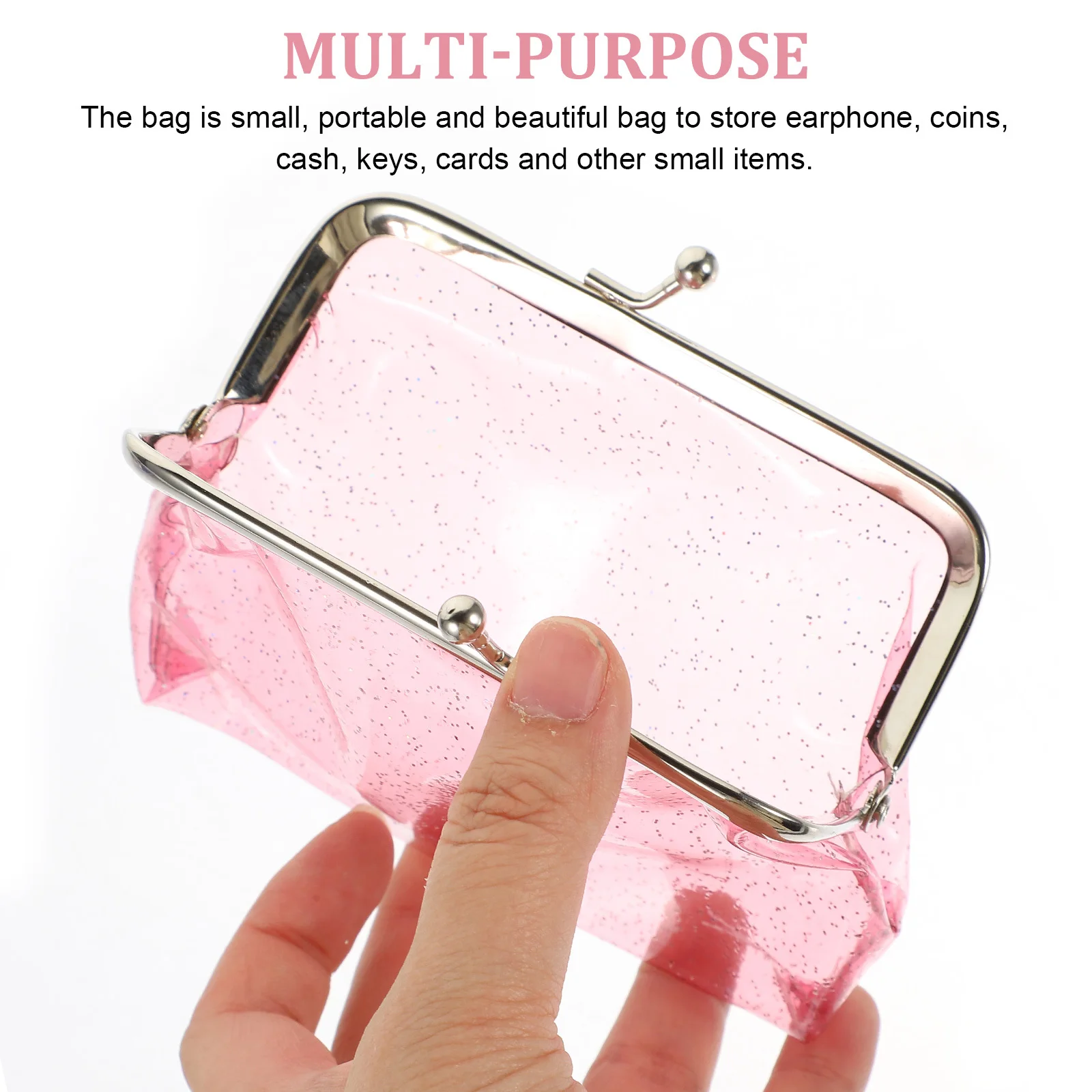 

3pcs Glitter Coin Purse Transparent Small Portable Wallet for Women PVC Mini Purse Storage Earphone Cash Key ganizer Travel