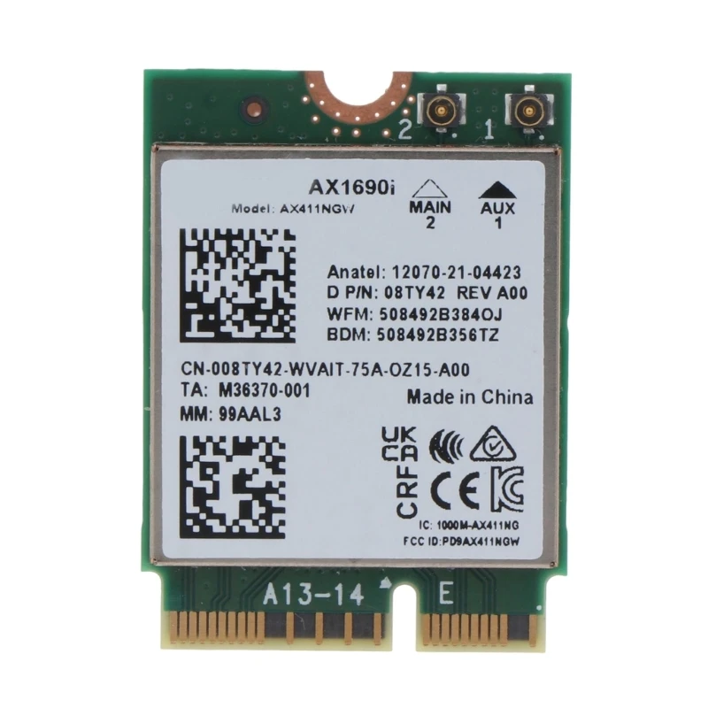 Killer 1690i AX411NGW WIFI6E Tri-band 2.4GHz/5GHz/6GHz CNVI Wireless Card AX411 Bluetooth-compatible 5.3 QXNF