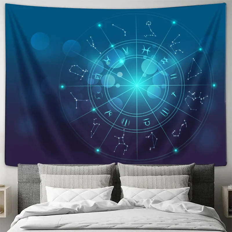 Celestial Zodiac Constellation Astrology Star Map Tapestry Wall Hanging Boho Nursery Room Decor
