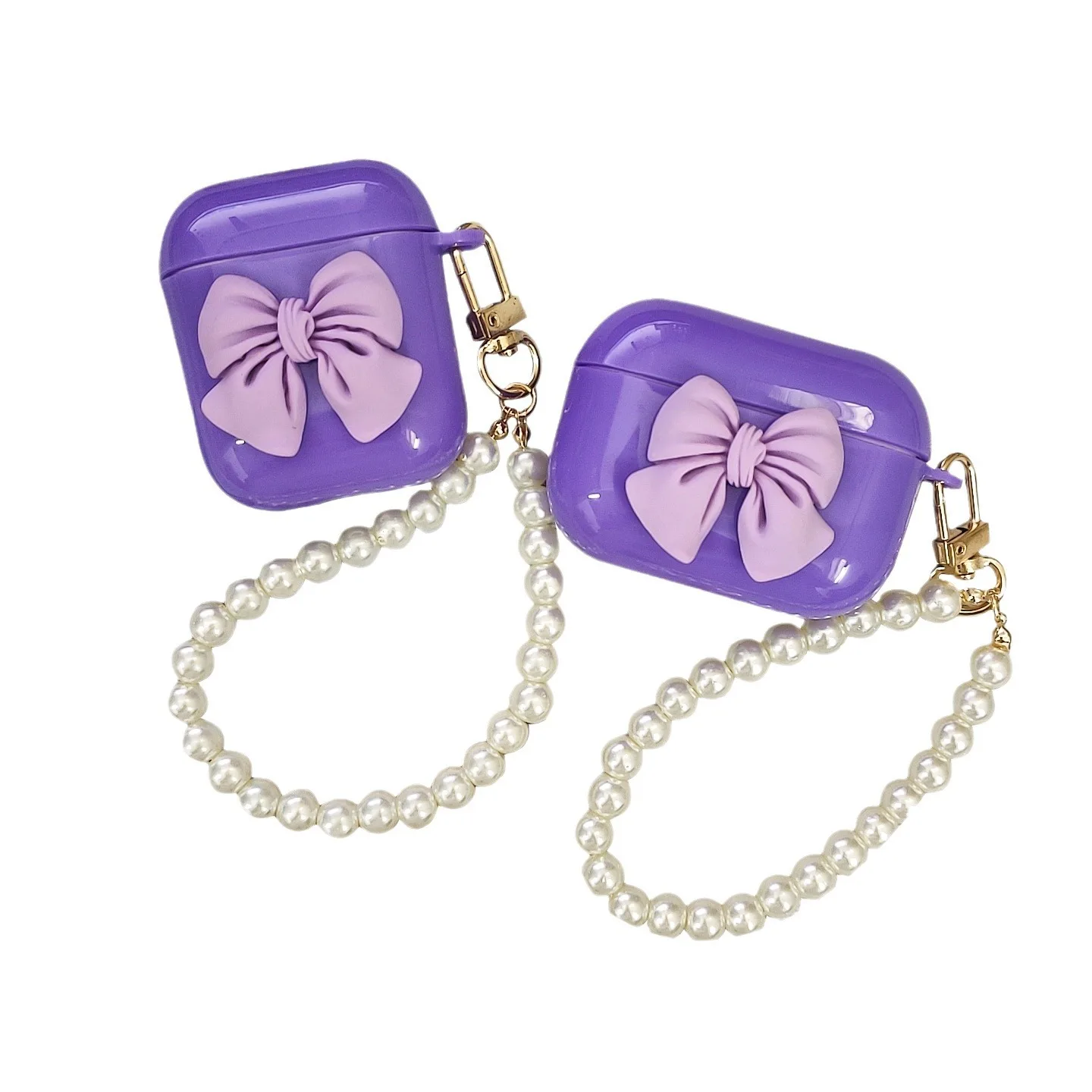 3D Purple Bow Chain butterfly Bracelet Bluetooth Pod Headphone For Airpods Case Pro2 2rd generation 3th Cover Housing Simplicity