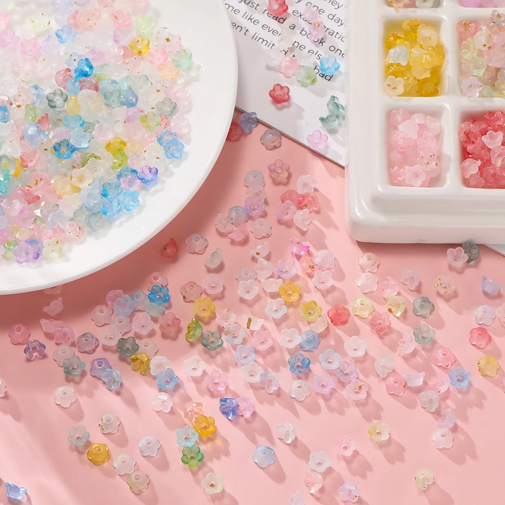 

300Piece Flower Acrylic Beads Bellflower Spacer Beads Caps for DIY Charms Bracelets Jewelry Making Findings Accessories