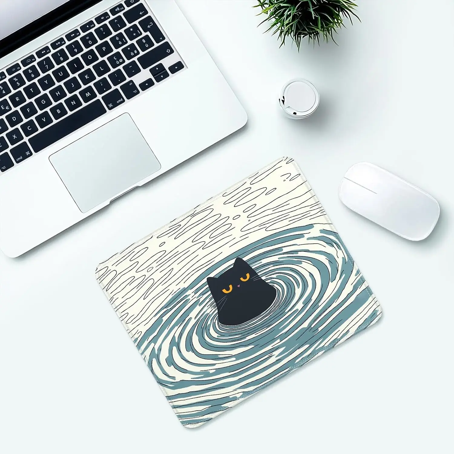 Mouse pad custom Mouse pad artisan Cute Black Cat Desk Pad Mat with Stitched Edges and Non-Slip Rubber Base, Premium-Textured