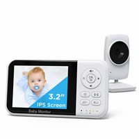 Monitor de bebé con cámara y visión nocturna Pantalla de 3,2 pulgadas Sensor de temperatura de audio bidireccional Zoom 2X Cunas de cuna Recordatorio de alimentación 22H