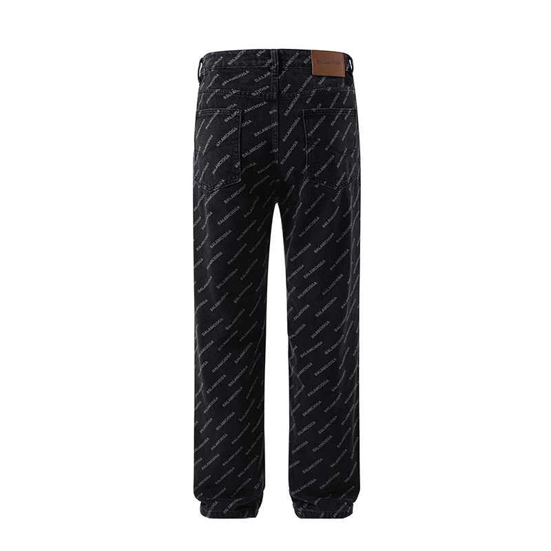 Hip hop fashion letter print men's jeans 2024 couple new loose straight fashion personality youth Korean pants men clothing