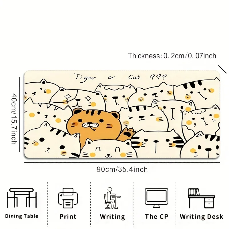 لوحة ماوس لطيفة على شكل قطة ونمر مصنوعة من المطاط المضاد للانزلاق والمتين مع طباعة عالية الدقة، مناسبة لكل من المكاتب والمنازل #6