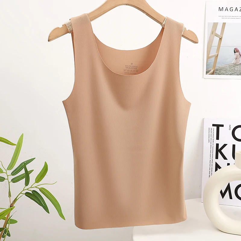 Atasan Tanpa Lengan Wanita 3 Potong - Melar & Ringan & Bernapas, Desain Leher U, Dapat Dicuci dengan Mesin -Hitam & Putih & Aprikot