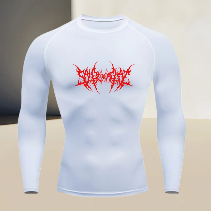 Men's gym compression quick drying round neck long sleeved high elasticity breathable diving swim top