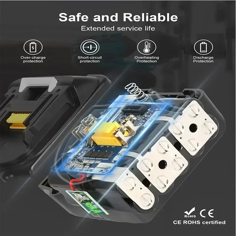 6.0Ah 18V Makita Genuine Tool Battery, LED Display Rechargeable Battery for Makita 18v Replaceable Power Tool Battery+Charger