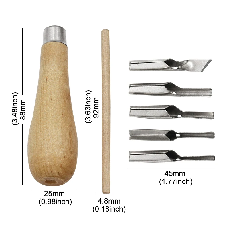 Printmaking Creative Carving Tool DIY 5 Blade Set Professional Art Wooden Handle Carving Knife Cutting Seal Engrave Accessories