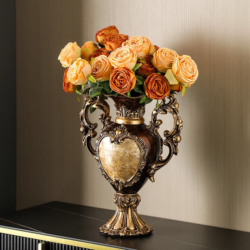 Vase de luxe européen créatif pour salon, fleur séchée, ornement de table à manger