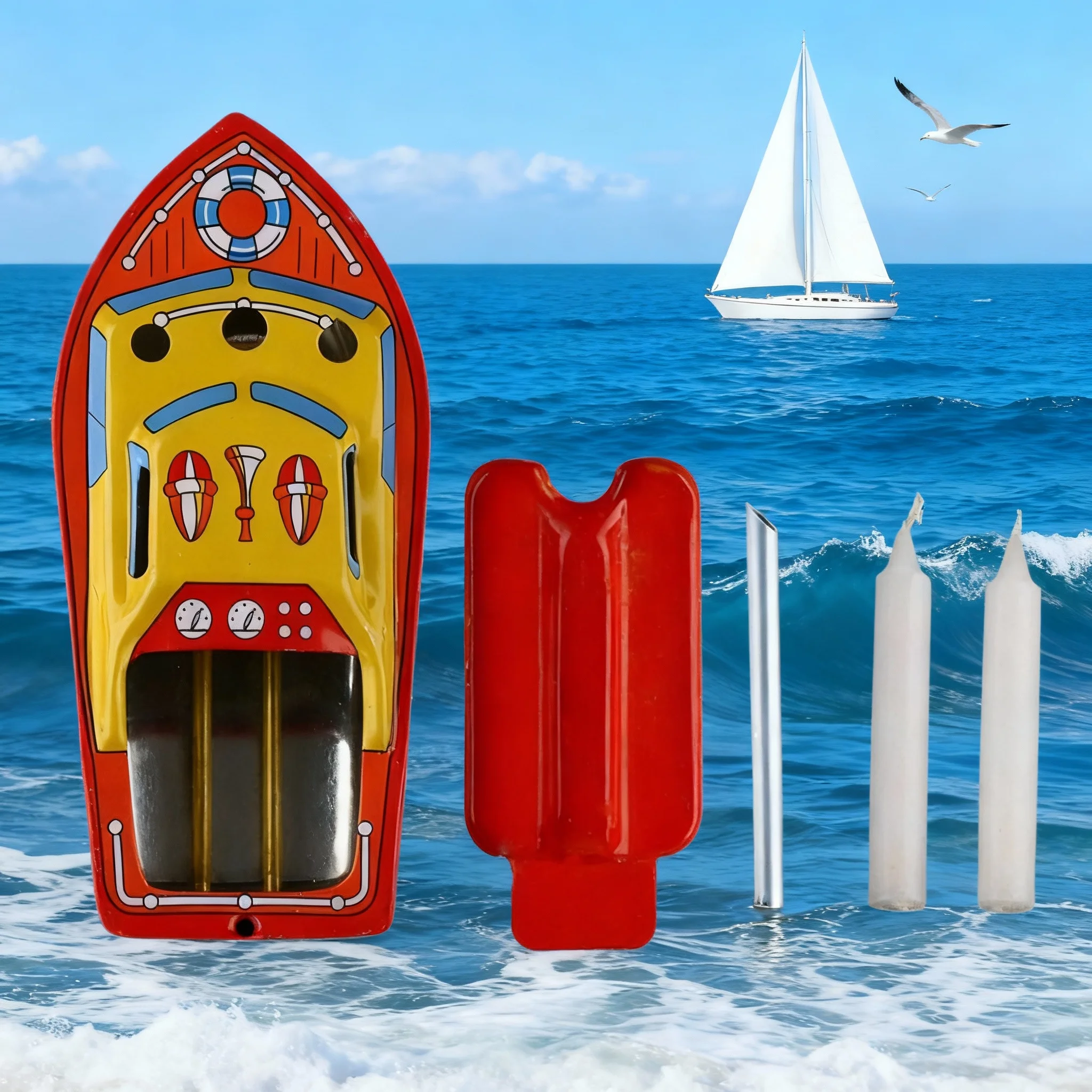 2025 Hot Vintage Retro STEAM BOAT Tin Toys Candles Powered Put Put Ship Boat Collectable Tin Toys Gifts