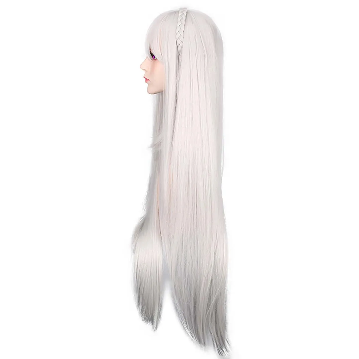 المرأة إعادة: صفر – بدء الحياة في عالم آخر إميليا كوسبلاي شعر مستعار صناعي فضي طويل #3