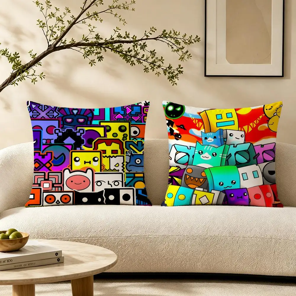 game Geometry Dash Cushion Cover Pillow Short Plush Warm CreamStylel Cushion for Living Room Bedroom Sofa Ideal for Gifting