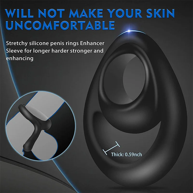 New Silicone Two-hole Semen Lock Ring Delay Penis Ring Dick Enlargement Long Lasting Cock Ring Sex Toys For Couples Flirt Adults