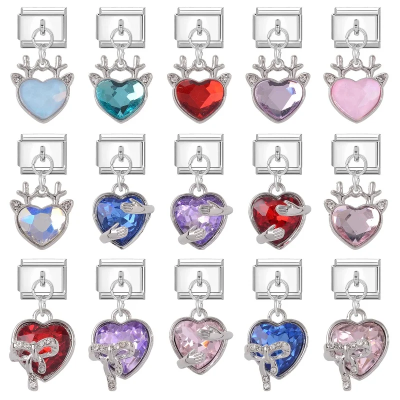 القلب القوس الحب قفل الذهب اللون قلادة الإيطالية سحر الروابط صالح 9 مللي متر الفولاذ المقاوم للصدأ سوار المرأة DIY بها بنفسك صنع المجوهرات #2