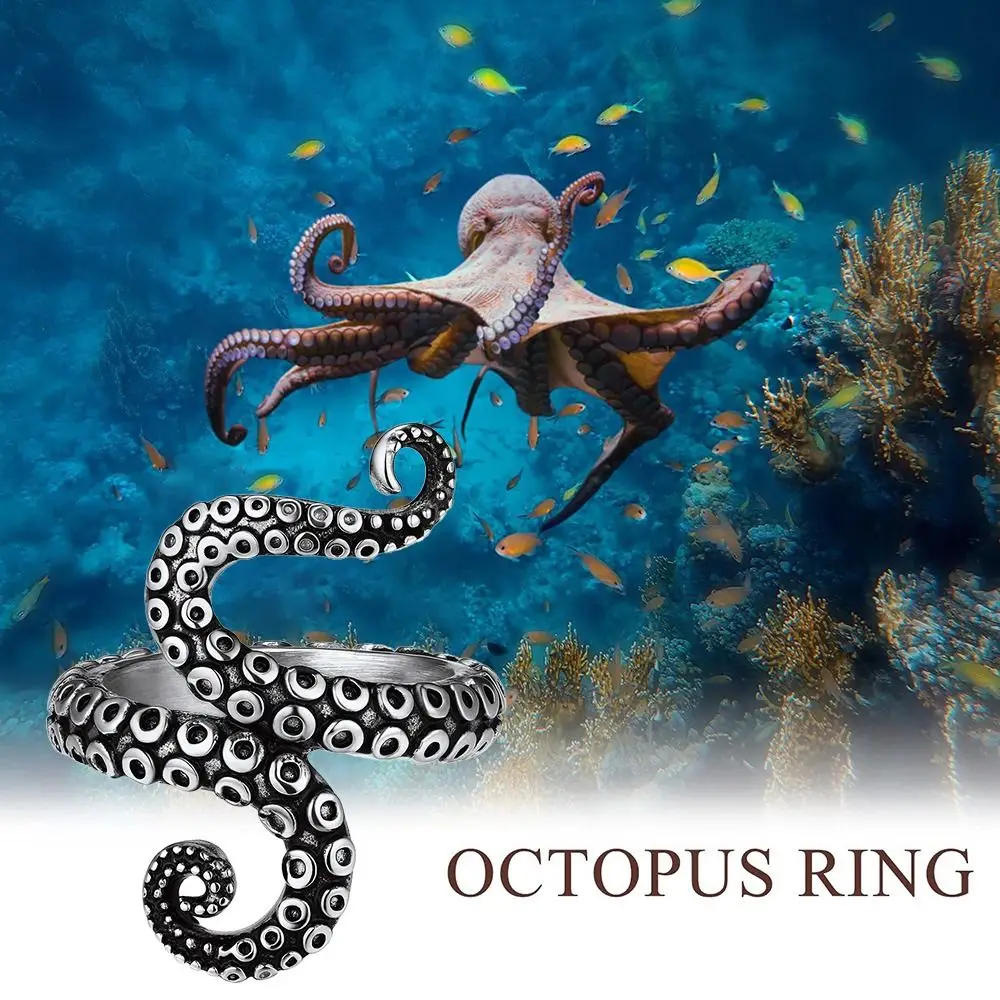Octopus Opening Knitting Loop Crochet Ring Stainless Steel Punk Style Knitting Tools Finger Wear Adjustable